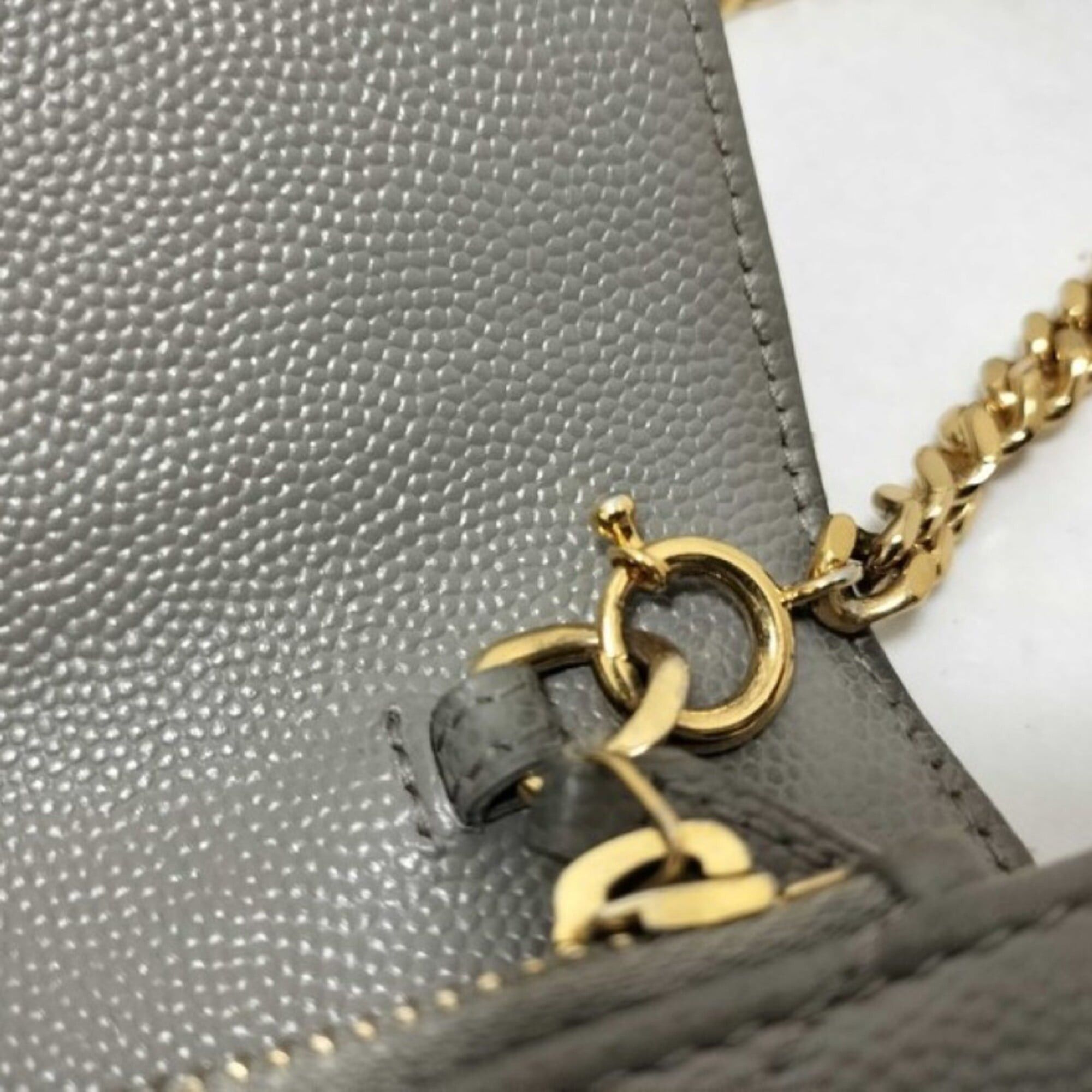 Yves Saint Laurent YVES SAINT LAURENT Cassandra Chain Wallet, Long Gray Leather, Women's, V-stitch, 393953 Size ONE SIZE - 5 Thumbnail