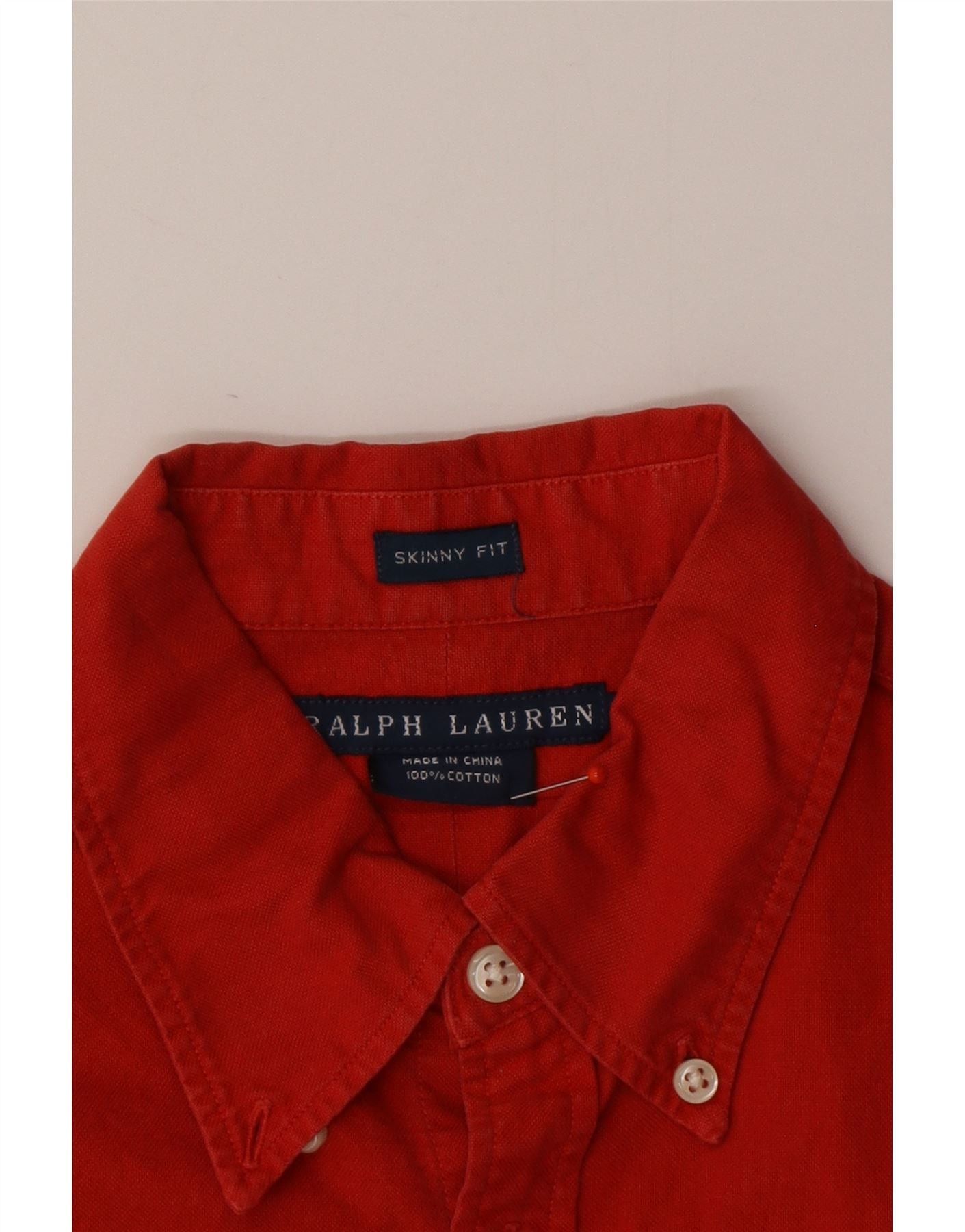 Ralph Lauren Womens Skinny Fit Shirt US 6 Medium Red Cotton Size XS / US 0-2 / IT 36-38 - 4 Thumbnail