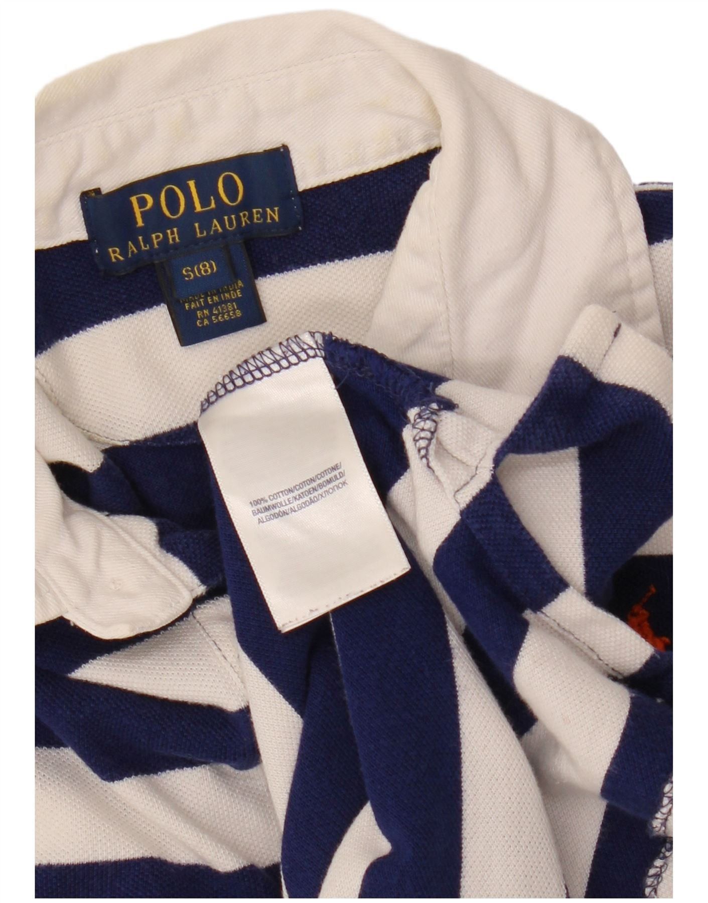 Polo Ralph Lauren Boys Polo Shirt 7-8 Years Small Navy Blue Striped Cotton Size XXS / US 00 / IT 34 - 5 Thumbnail