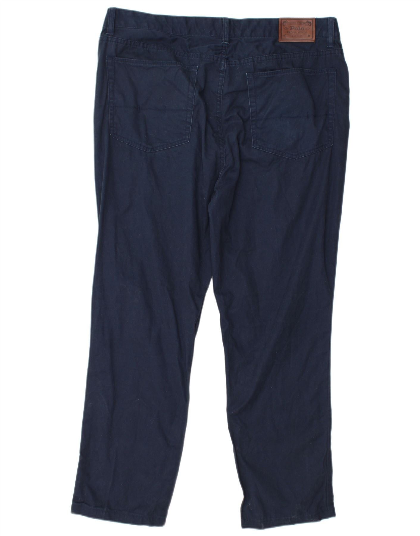 Polo Ralph Lauren Mens Slim Casual Trousers W38 L27 Navy Blue Cotton Size US 38 / EU 54 - 2 Thumbnail