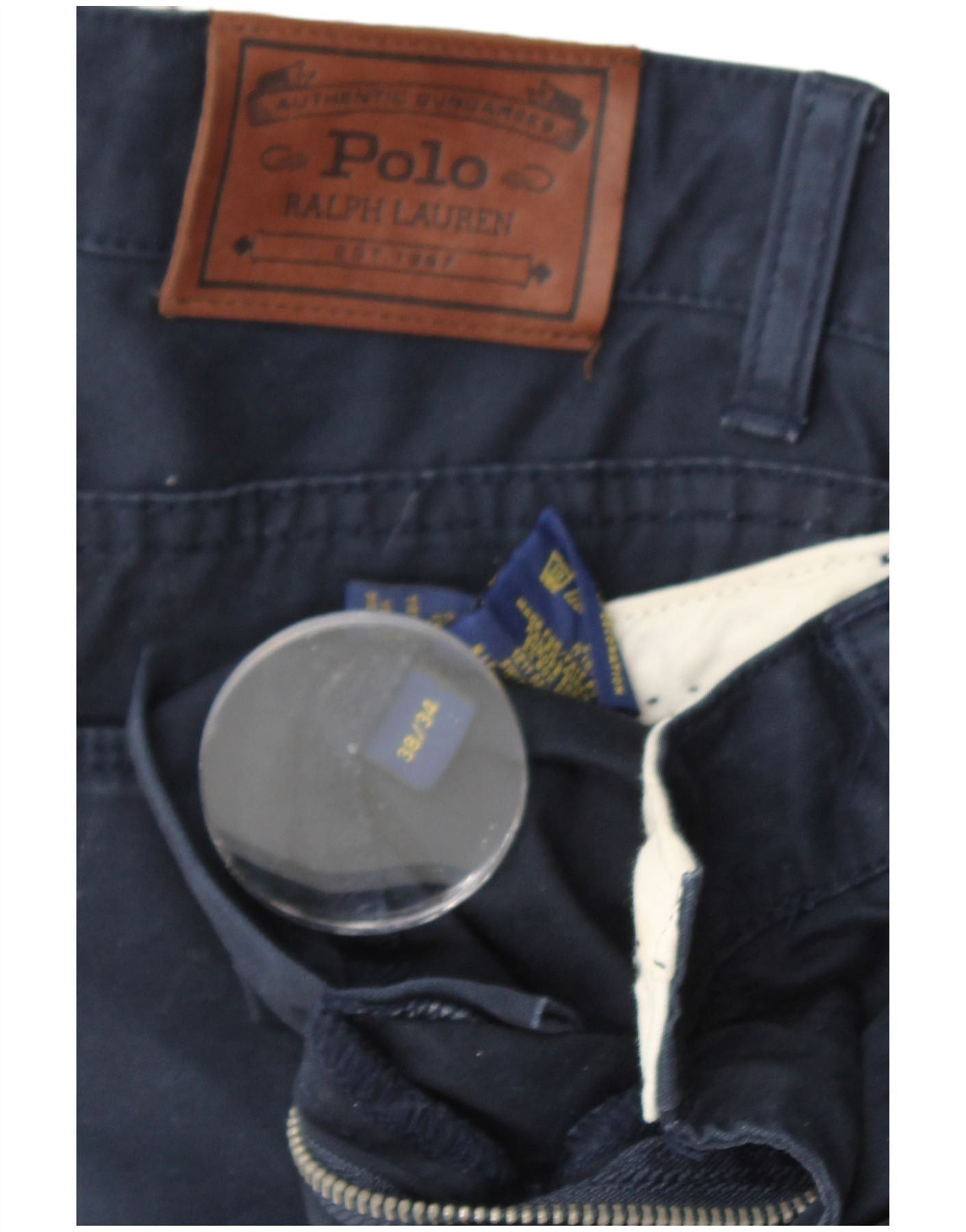 Polo Ralph Lauren Mens Slim Casual Trousers W38 L27 Navy Blue Cotton Size US 38 / EU 54 - 3 Thumbnail