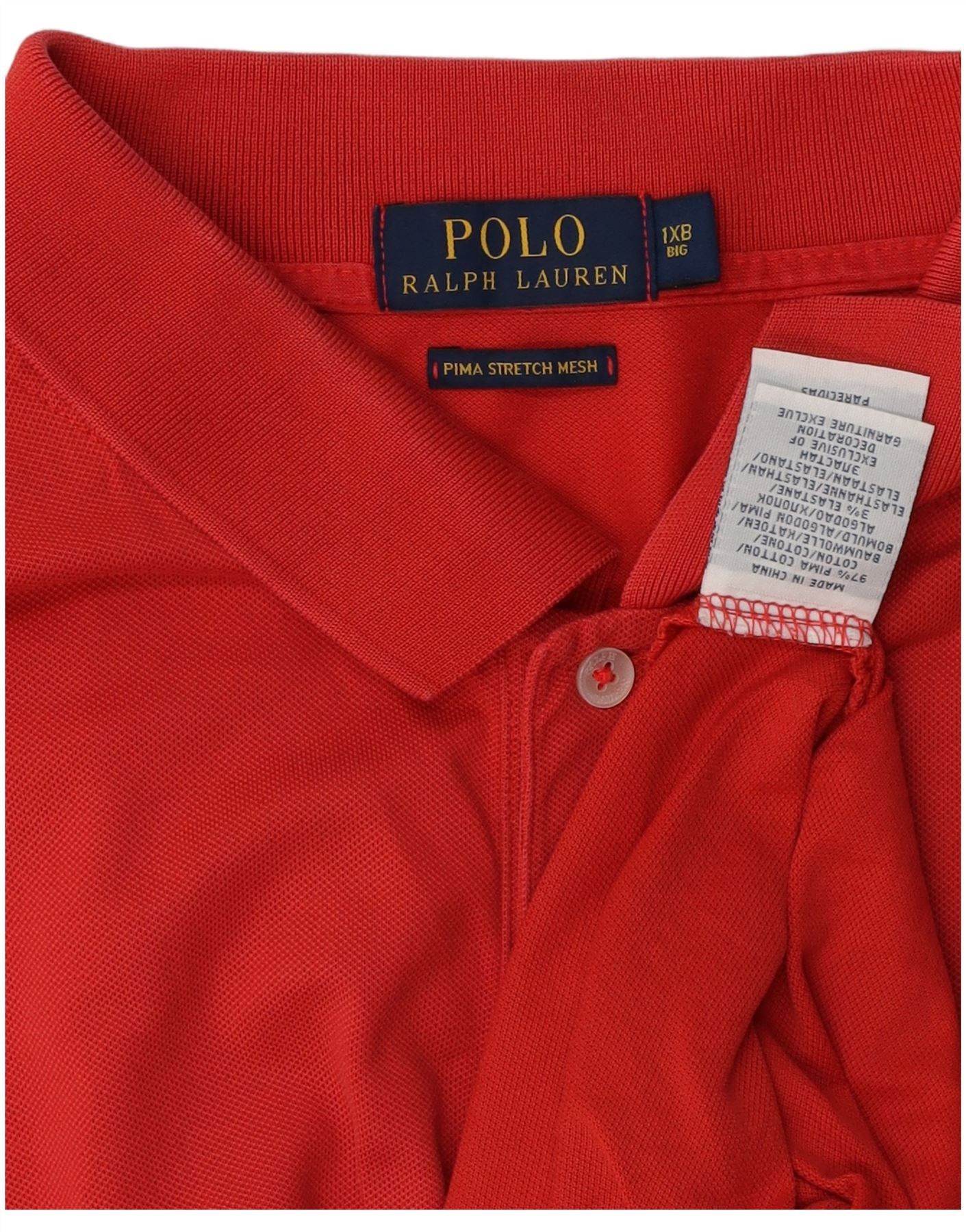 Polo Ralph Lauren Mens Big & Tall Polo Shirt XL Red Cotton Size US L / EU 52-54 / 3 - 3 Thumbnail