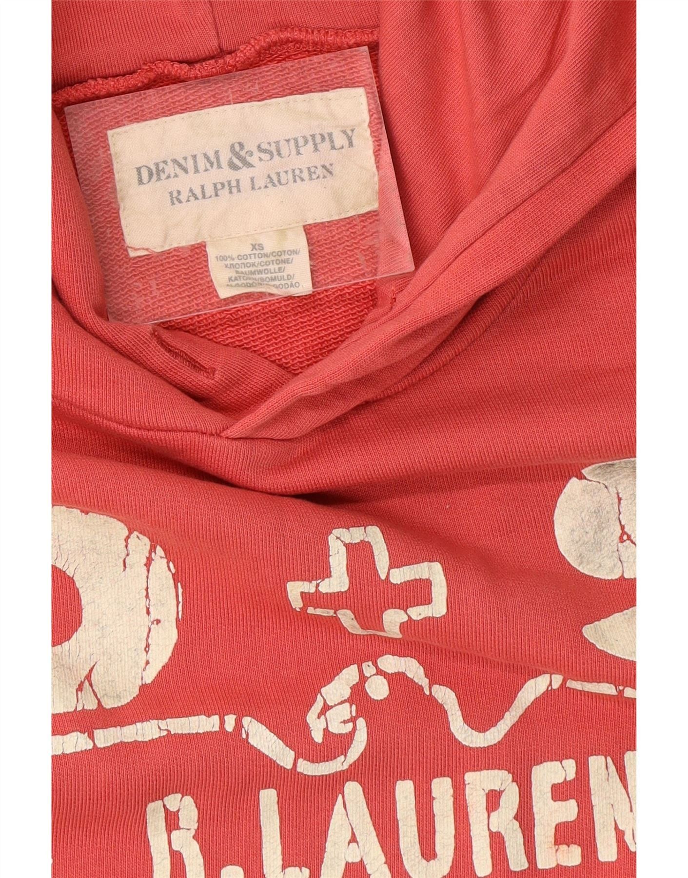Ralph Lauren Womens Graphic Hoodie Jumper UK 6 XS Red Cotton Size XS / US 0-2 / IT 36-38 - 3 Thumbnail