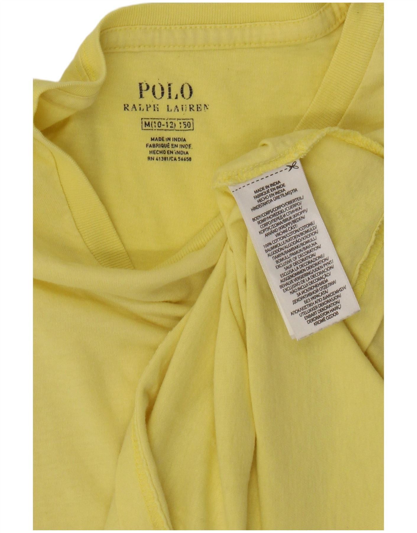 Polo Ralph Lauren Girls T-Shirt Top 10-11 Years Medium Yellow Cotton Size XXS / US 00 / IT 34 - 3 Thumbnail