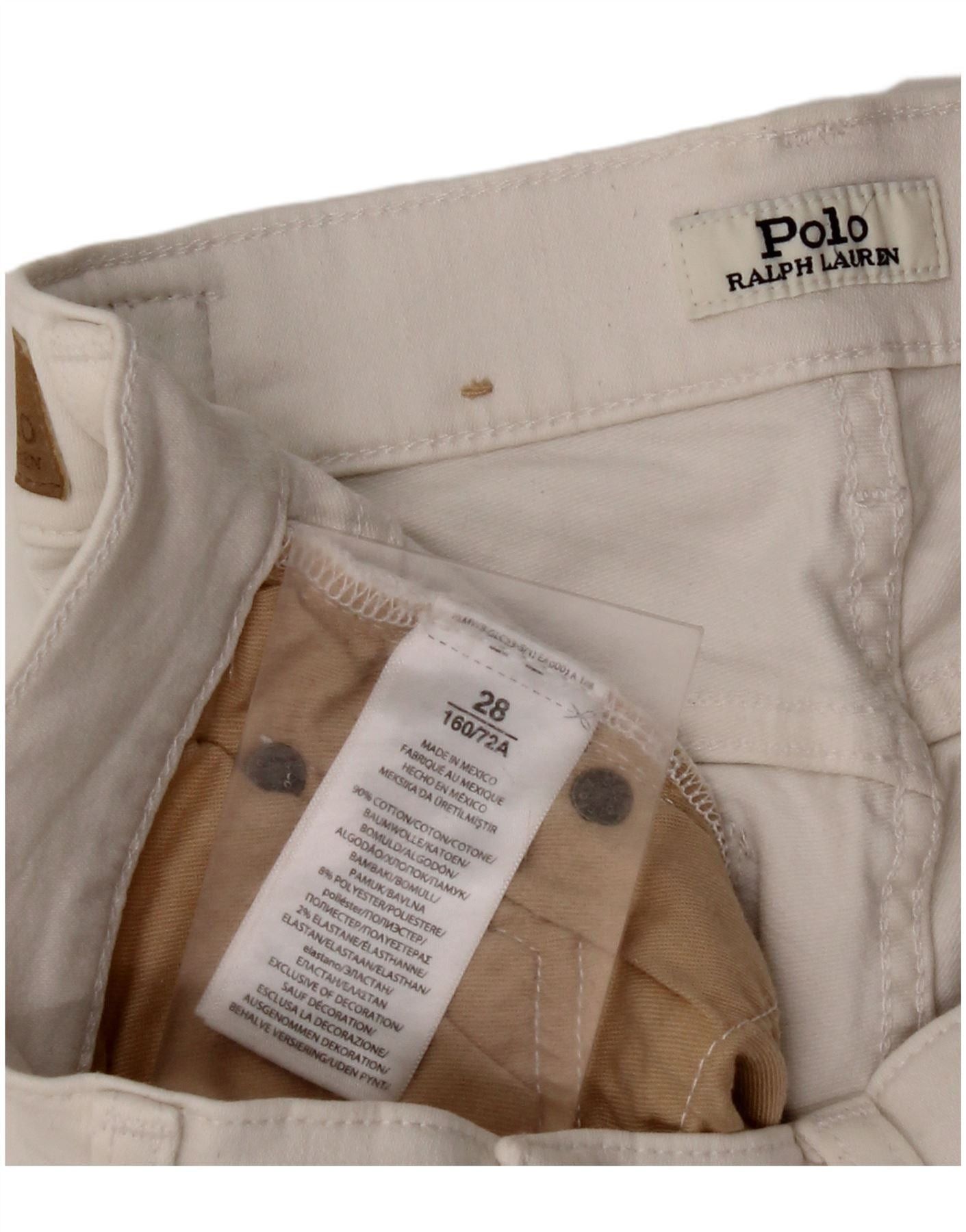 Polo Ralph Lauren Womens Crop Slim Jeans W28 L26 Off White Cotton Size 42" / US 20 - 6 Thumbnail