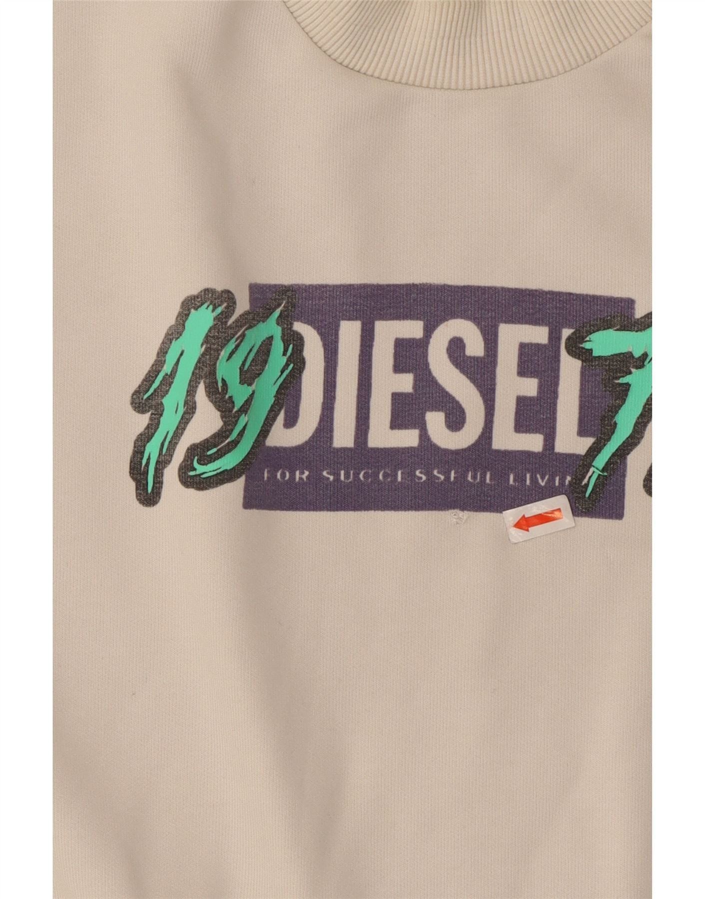 Diesel Mens Graphic Sweatshirt Jumper XS White Cotton Size US XS / EU 42 / 0 - 4 Thumbnail