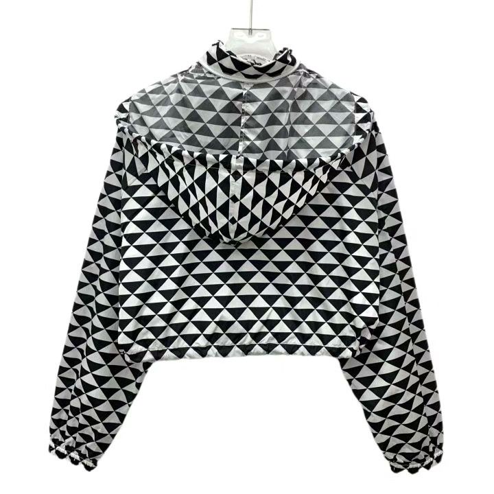 Prada Prada 23 Black White Triangle Print Hooded Jacket Size S / US 4 / IT 40 - 2 Thumbnail