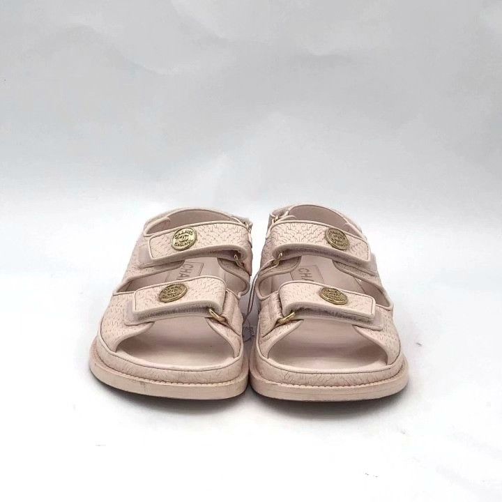Chanel Chanel Pink Logo Velcro Open-Toe Sandals Size US 5 / IT 35 - 3 Thumbnail