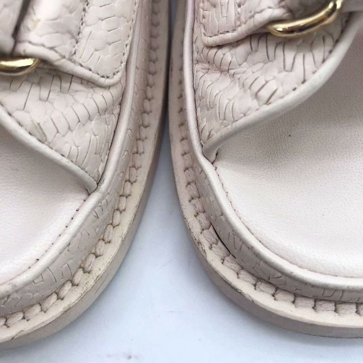 Chanel Chanel Pink Logo Velcro Open-Toe Sandals Size US 5 / IT 35 - 9 Thumbnail