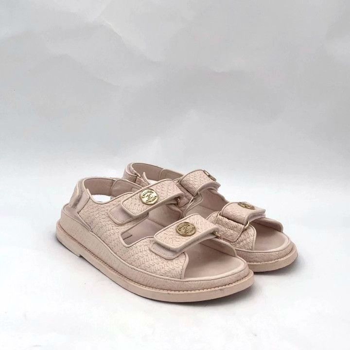 Chanel Chanel Pink Logo Velcro Open-Toe Sandals Size US 5 / IT 35 - 2 Thumbnail