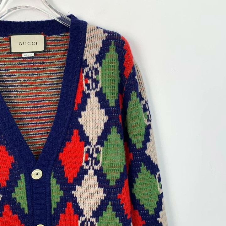 Gucci Gucci Colorblock Argyle V-neck Wool Cardigan Size S / US 4 / IT 40 - 3 Thumbnail