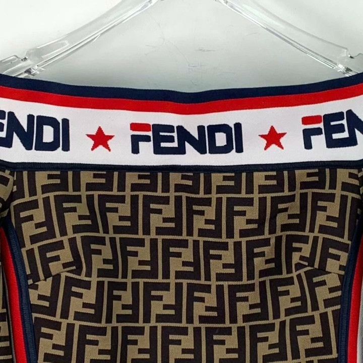 Fendi Fendi Brown Double F Cotton Off-Shoulder Dress Size S / US 4 / IT 40 - 4 Thumbnail