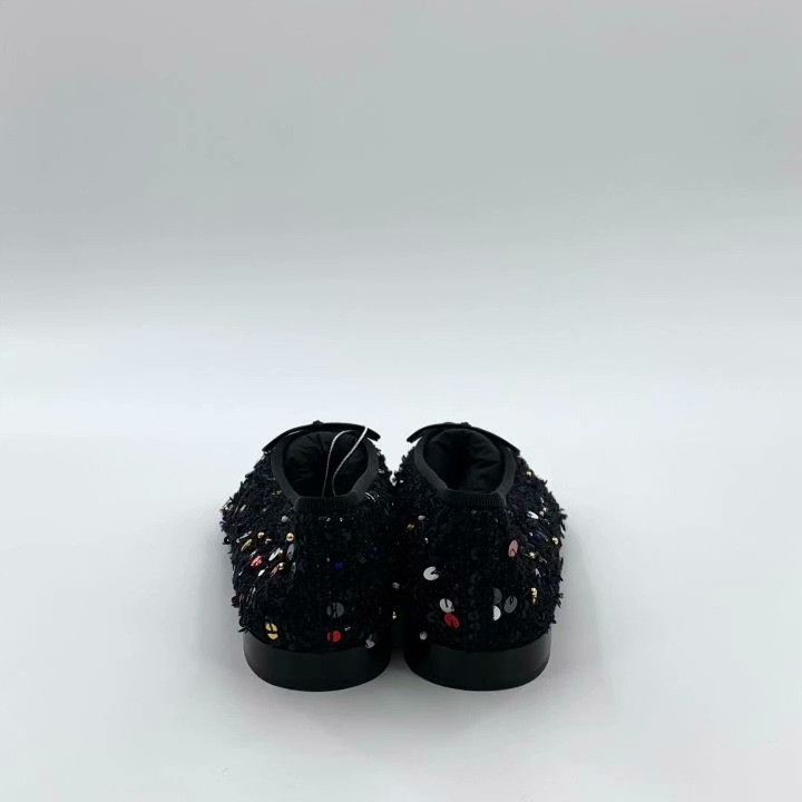 Chanel Chanel Black Tweed Sequin Flat Shoes Size US 7 / IT 37 - 4 Thumbnail