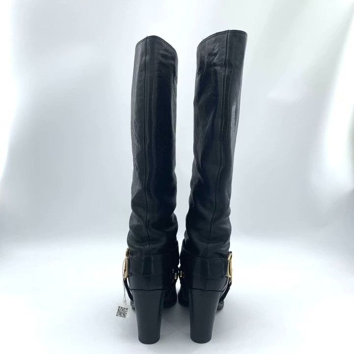 Dior Dior Black Leather CD Logo High-Heel Knee Boots Size US 5.5 / IT 35.5 - 4 Thumbnail