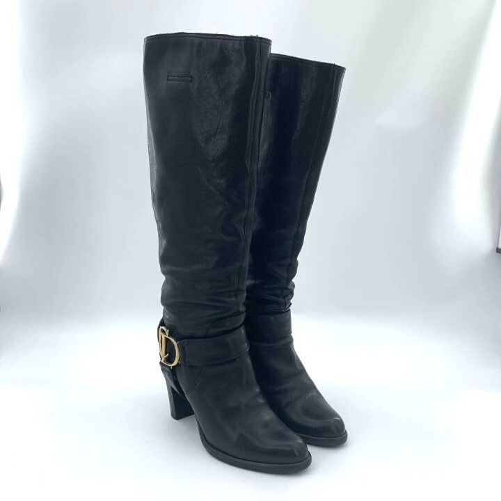 Dior Dior Black Leather CD Logo High-Heel Knee Boots Size US 5.5 / IT 35.5 - 2 Thumbnail