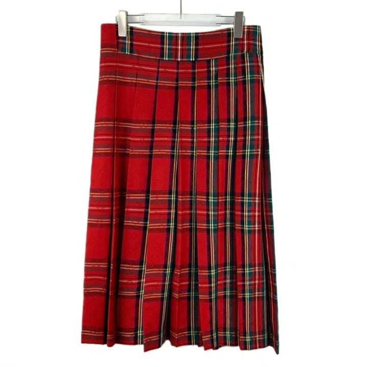 Louis Vuitton Louis Vuitton Red Check Wool Pleated Skirt Size 34" / US 12 / IT 48 - 2 Thumbnail