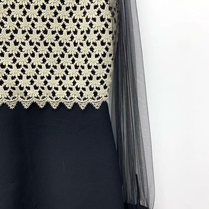 Gucci Gucci Black Water-soluble Floral Lace Wool Dress Size S / US 4 / IT 40 - 4 Thumbnail