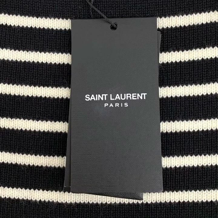 Yves Saint Laurent Yves Saint Laurent Striped Cold Shoulder Knit Size S / US 4 / IT 40 - 6 Thumbnail