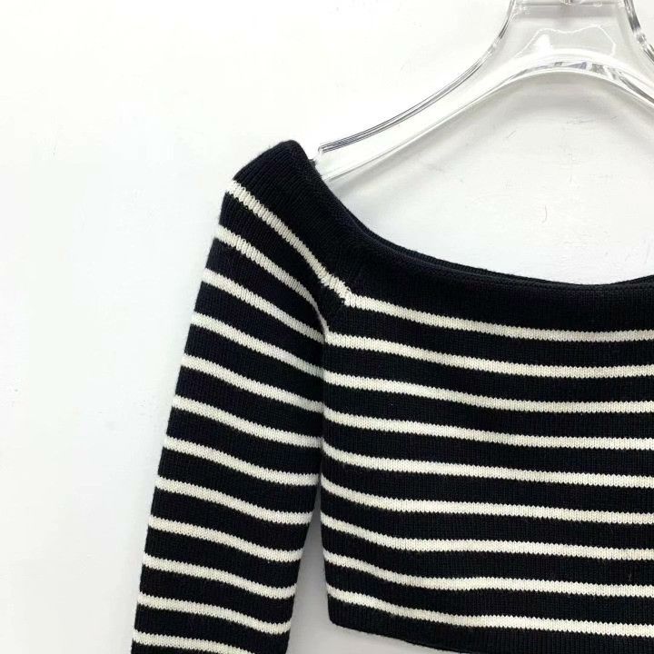 Yves Saint Laurent Yves Saint Laurent Striped Cold Shoulder Knit Size S / US 4 / IT 40 - 3 Thumbnail