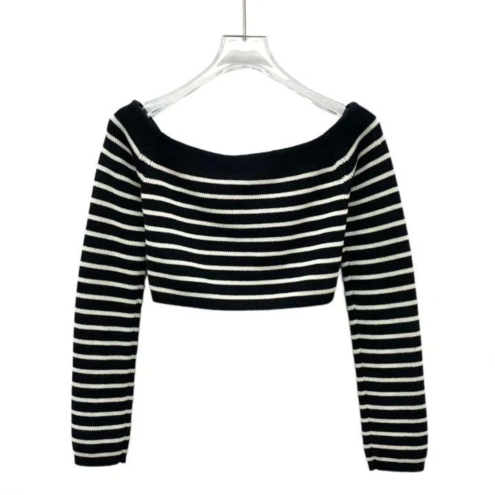 Yves Saint Laurent Yves Saint Laurent Striped Cold Shoulder Knit Size S / US 4 / IT 40 - 2 Thumbnail