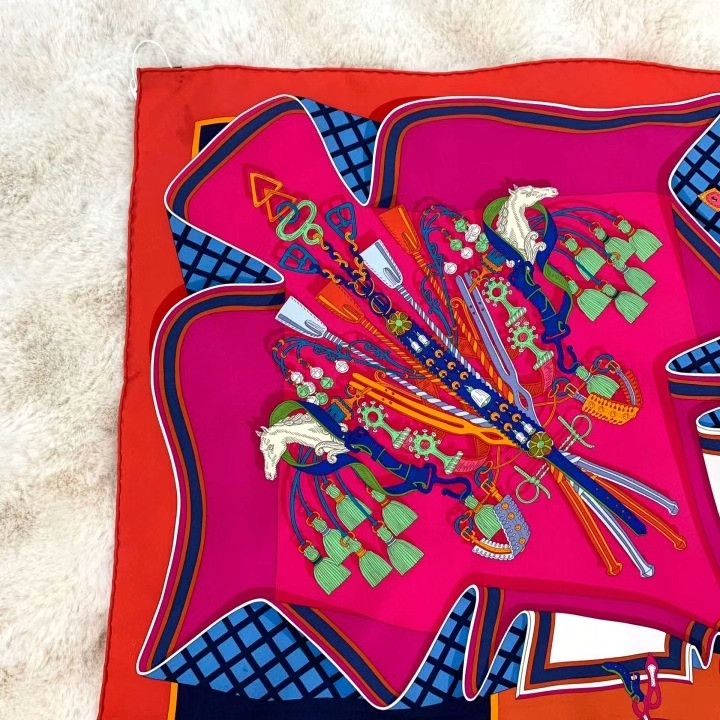 Hermes Hermes Red Horse Print Silk Scarf Size ONE SIZE - 3 Thumbnail
