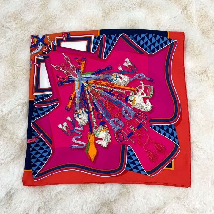 Hermes Hermes Red Horse Print Silk Scarf Size ONE SIZE - 6 Thumbnail