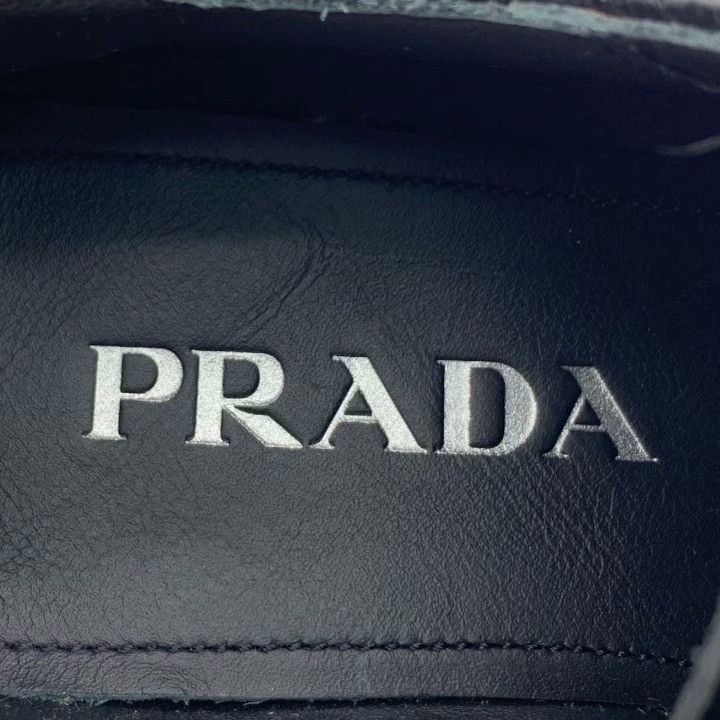 Prada Prada Black Leather Lace-Up Flat Loafers Size US 4 / IT 34 - 8 Thumbnail