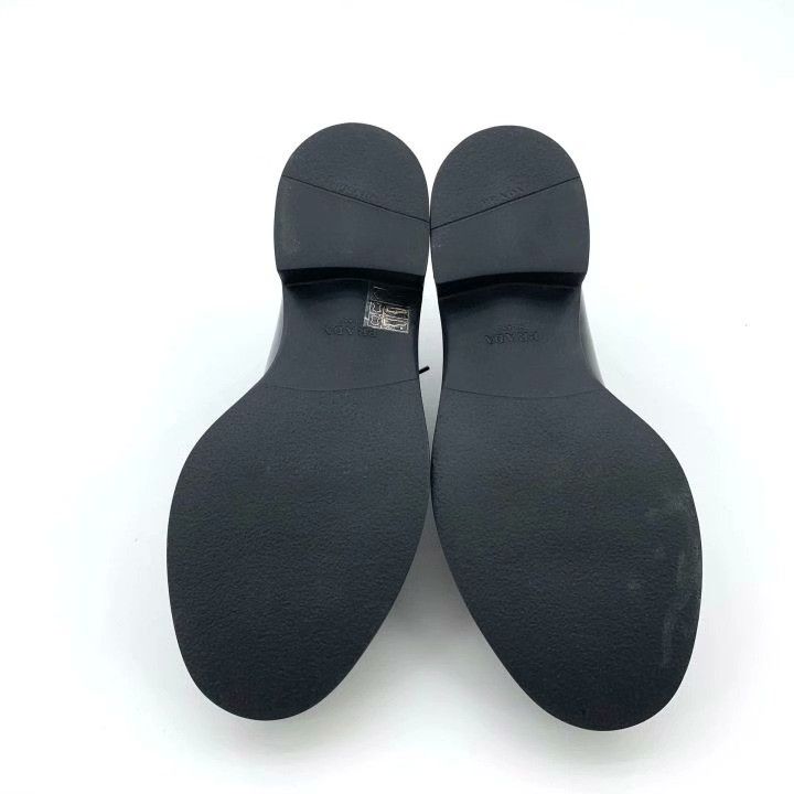 Prada Prada Black Leather Lace-Up Flat Loafers Size US 4 / IT 34 - 5 Thumbnail