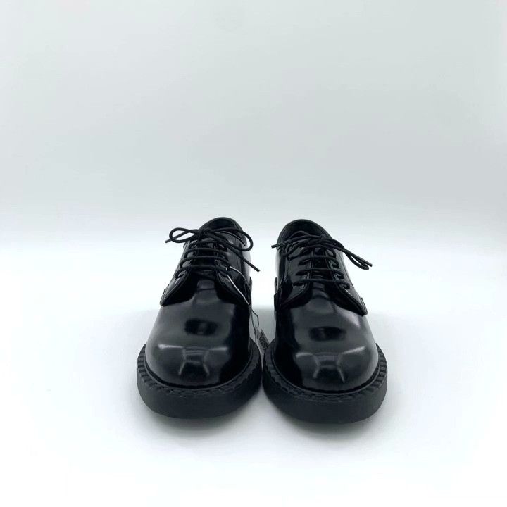 Prada Prada Black Leather Lace-Up Flat Loafers Size US 4 / IT 34 - 3 Thumbnail