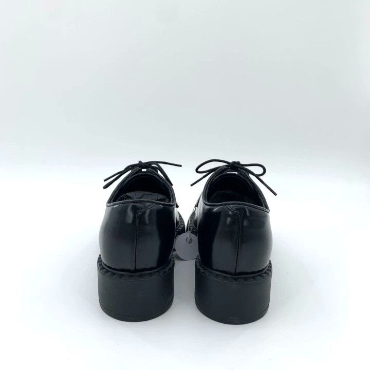 Prada Prada Black Leather Lace-Up Flat Loafers Size US 4 / IT 34 - 4 Thumbnail