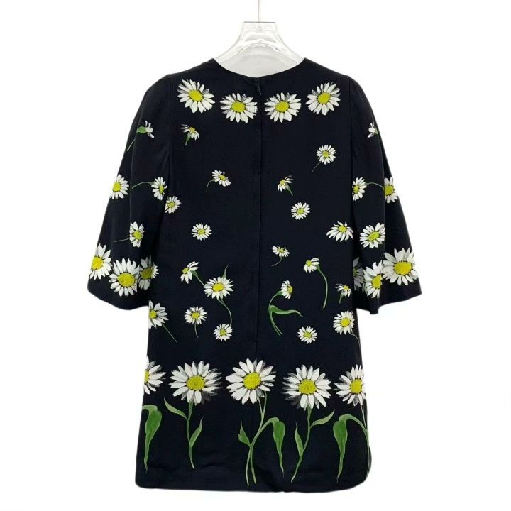 Dolce & Gabbana Dolce Gabbana Black Daisy Print Dress Size XS / US 0-2 / IT 36-38 - 2 Thumbnail