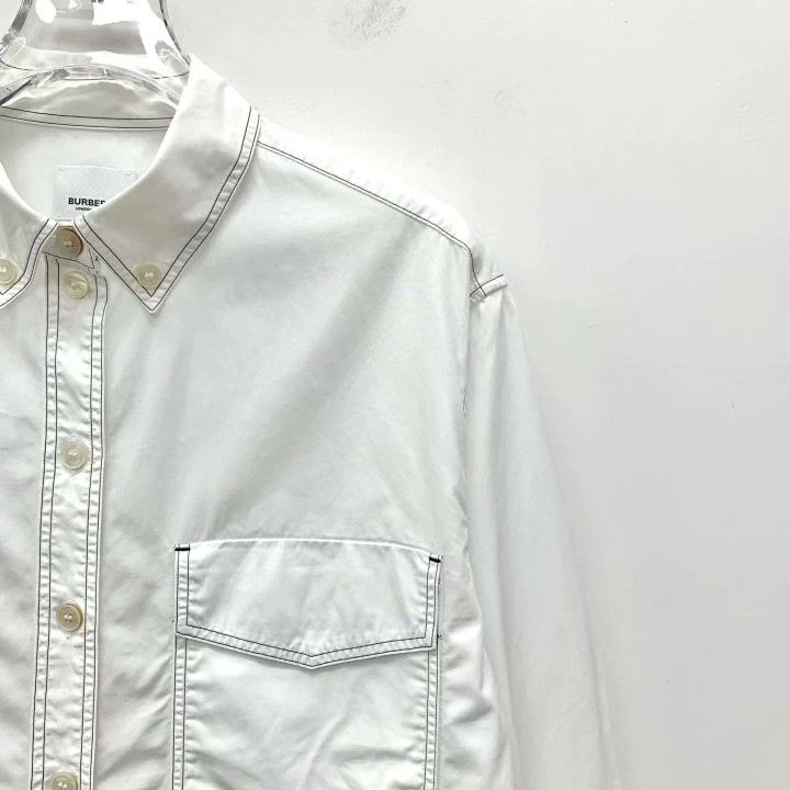 Burberry Burberry White Line Cotton Collared Shirt Size XXS / US 00 / IT 34 - 3 Thumbnail