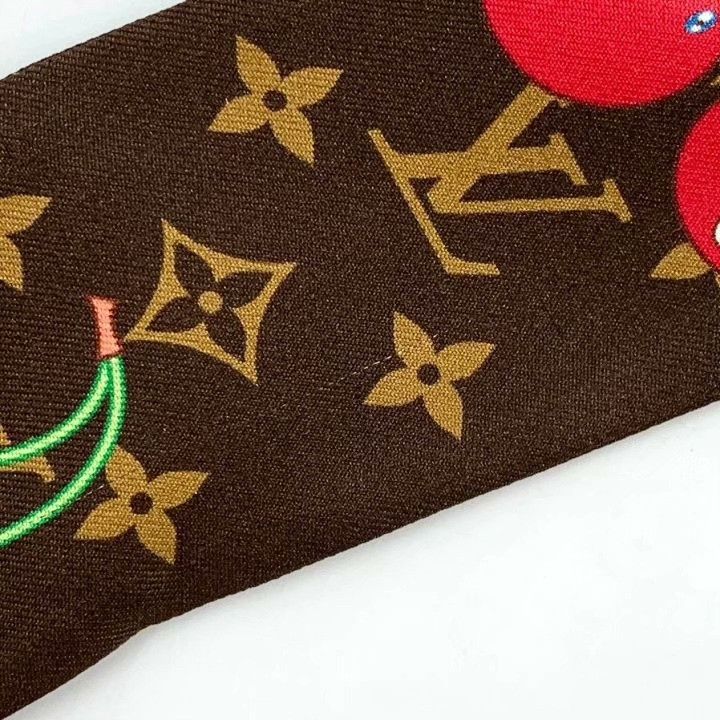 Louis Vuitton Louis Vuitton x Takashi Murakami Brown Monogram Silk Scarf Size ONE SIZE - 9 Thumbnail