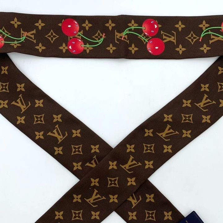Louis Vuitton Louis Vuitton x Takashi Murakami Brown Monogram Silk Scarf Size ONE SIZE - 3 Thumbnail