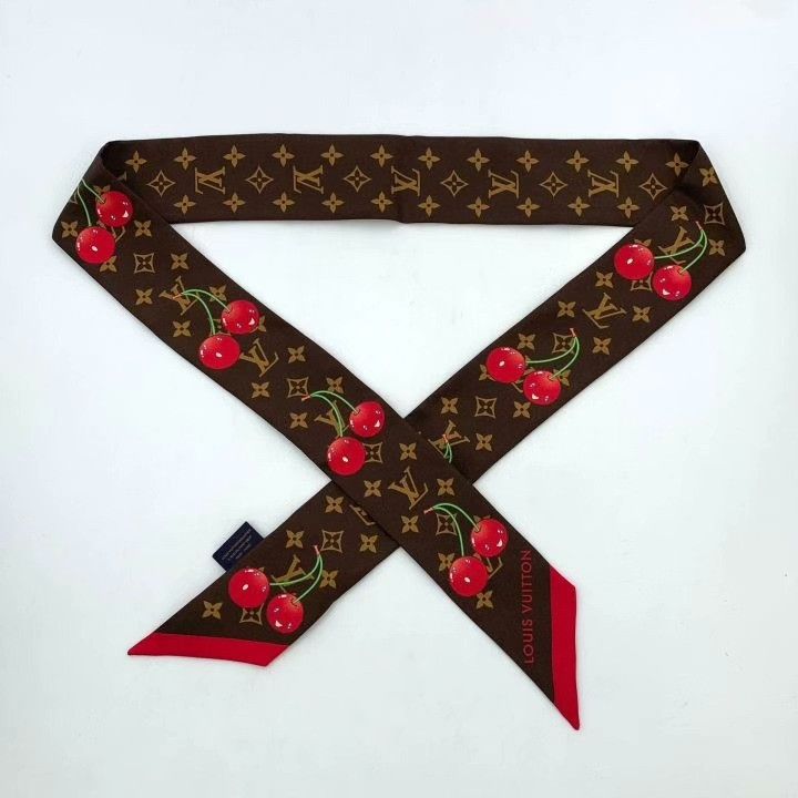 Louis Vuitton Louis Vuitton x Takashi Murakami Brown Monogram Silk Scarf Size ONE SIZE - 2 Thumbnail