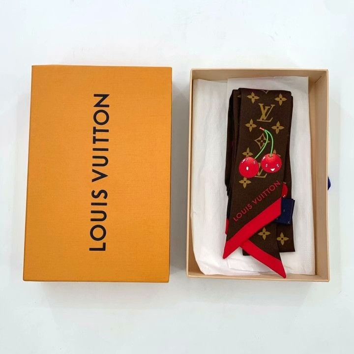 Louis Vuitton Louis Vuitton x Takashi Murakami Brown Monogram Silk Scarf Size ONE SIZE - 8 Thumbnail