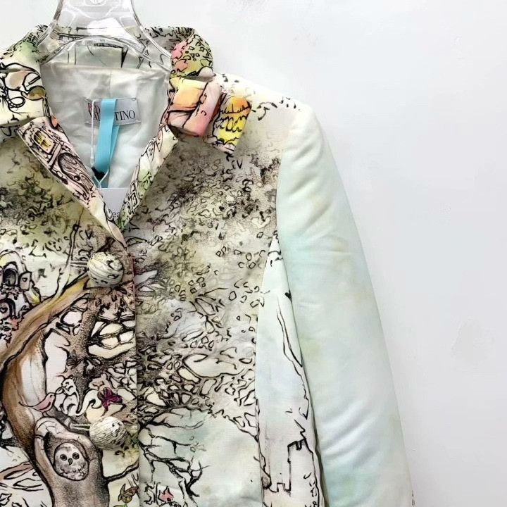 Valentino Valentino Colorful Oil Painting Collar Jacket Size S / US 4 / IT 40 - 3 Thumbnail