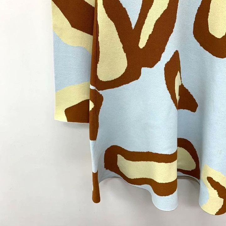 Dior Dior Light Blue Printed Crewneck Long-Sleeve Dress Size S / US 4 / IT 40 - 4 Thumbnail