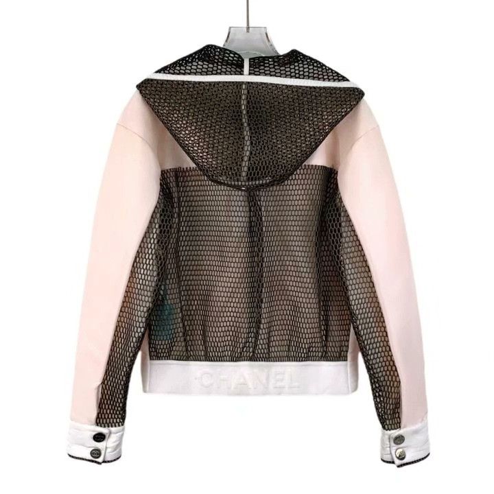 Chanel Chanel Light Pink Mesh Panel Hooded Jacket Size S / US 4 / IT 40 - 2 Thumbnail