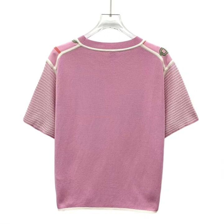 Hermes Hermes Pink Stripe Pig Nose Print Silk Knit Top Size S / US 4 / IT 40 - 2 Thumbnail