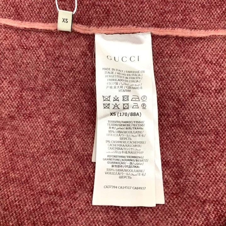 Gucci Gucci Pink Logo Jacquard V-Neck Wool Sweater Size XS / US 0-2 / IT 36-38 - 6 Thumbnail