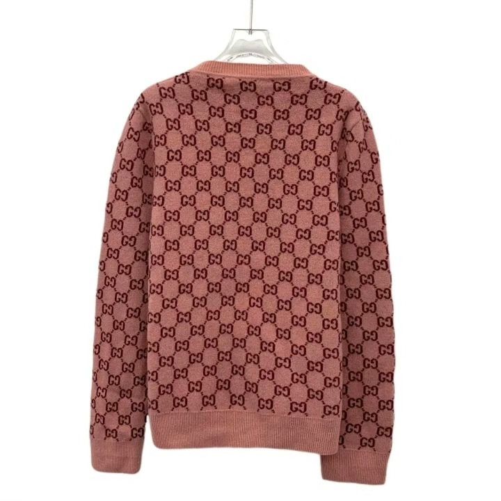 Gucci Gucci Pink Logo Jacquard V-Neck Wool Sweater Size XS / US 0-2 / IT 36-38 - 2 Thumbnail