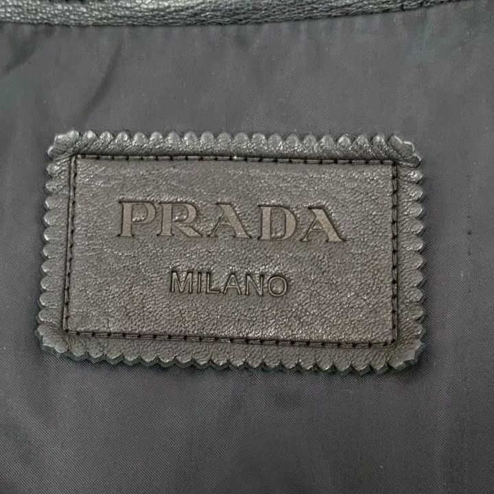 Prada Prada Black Leather Zip Jacket Size S / US 4 / IT 40 - 6 Thumbnail