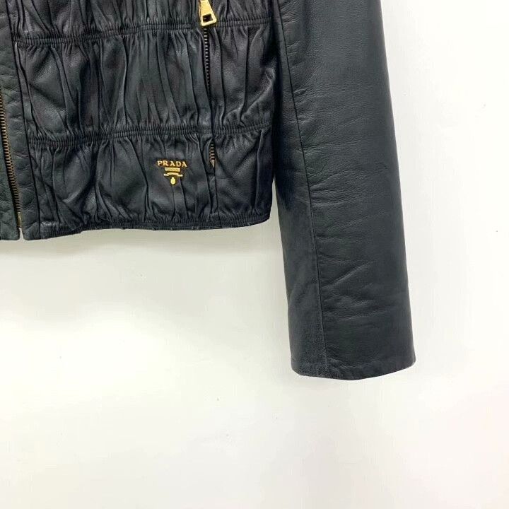 Prada Prada Black Leather Zip Jacket Size S / US 4 / IT 40 - 4 Thumbnail