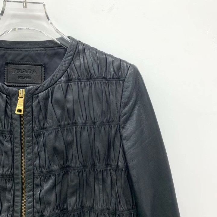 Prada Prada Black Leather Zip Jacket Size S / US 4 / IT 40 - 3 Thumbnail