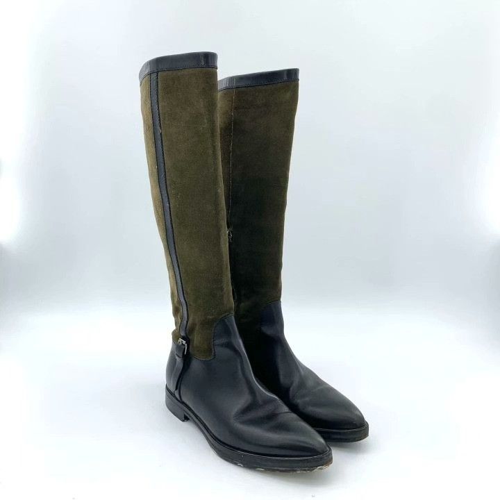 Armani Armani Leather Suede Flat Knee-High Boots Size US 4 / IT 34 - 2 Thumbnail