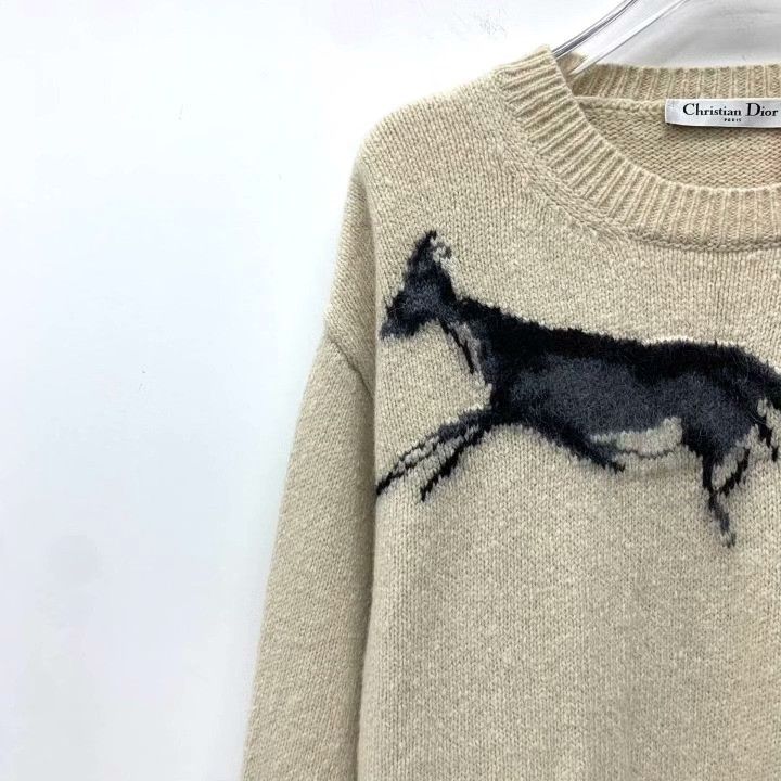 Dior Christian Dior Beige Horse Maple Knit Sweater Size M / US 6-8 / IT 42-44 - 3 Thumbnail
