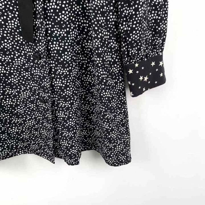 Miu Miu Miu Miu Black Star Print Silk V-Neck Dress Size M / US 6-8 / IT 42-44 - 4 Thumbnail