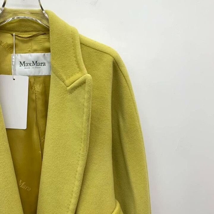 Max Mara Maxmara Yellow Wool Blend Belted Coat Size M / US 6-8 / IT 42-44 - 3 Thumbnail