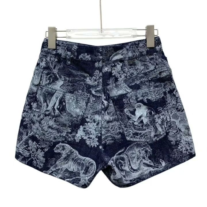 Dior Dior Blue Jungle Animal Print Denim Shorts Size 34" / US 12 / IT 48 - 2 Thumbnail